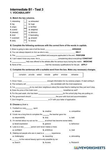 Intermediate B1 - Test 3