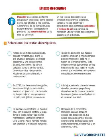 Los textos descriptivos