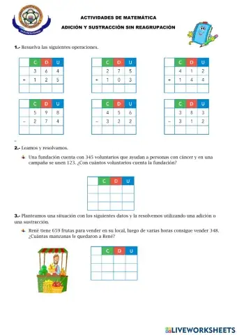 Suma y resta sin reagrupación