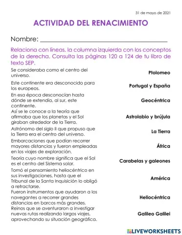 Actividad el renacimiento