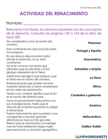 Actividad el renacimiento