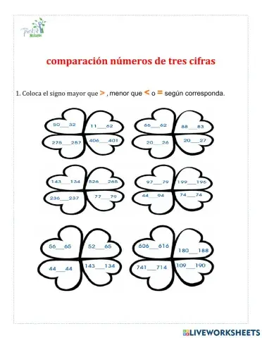 Comparacion de numeros de 3 cifras
