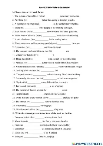Subject and verb agreement