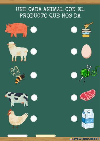 Une cada animal con el producto que nos da