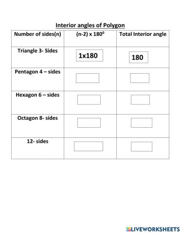 Interior angles of polygon