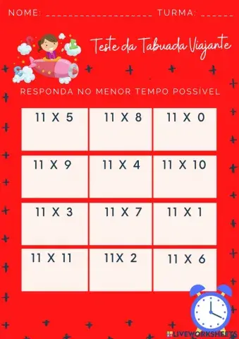 Teste da tabuada do 11