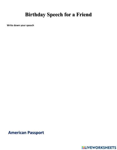 Birthday speeech. Amerpassport