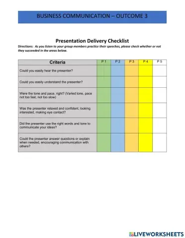 BC Lesson 13 Practice Delivery Checklist