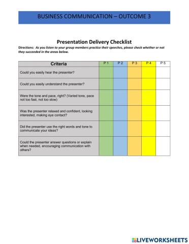 BC Lesson 13 Practice Delivery Checklist