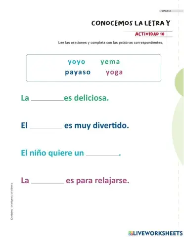 Actividad 10 letra Y
