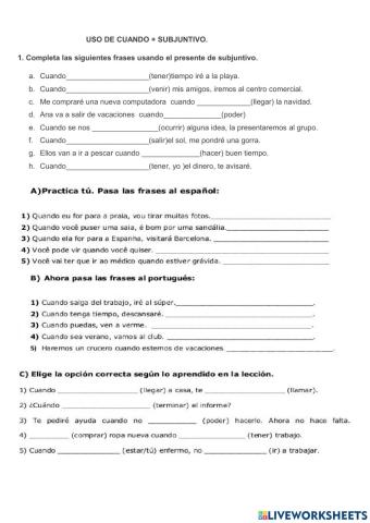 Uso de cuando + subjuntivo
