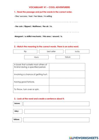 Vocabulary 1 - Cool Adventurers