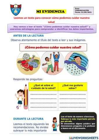 Leemos un texto para conocer cómo podemos cuidar nuestra salud