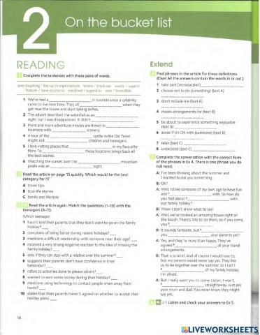 Gold Experience B2 Reading Unit 2 WB