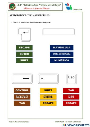 Actividad 8. Teclas Especiales