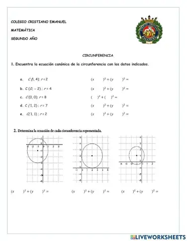 Ecuaciones de la circunferencia