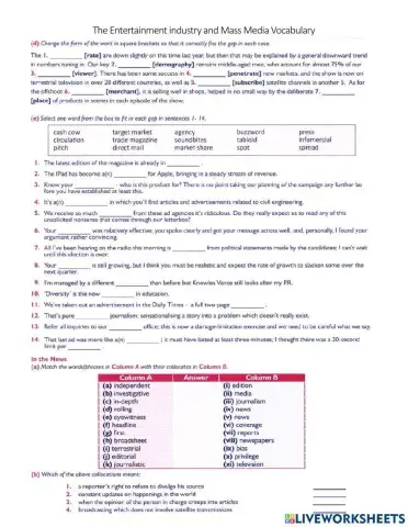 Entertainment Industry and Mass Media Vocabulary