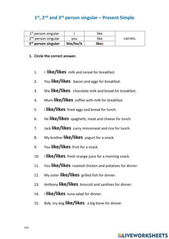 Third person singular