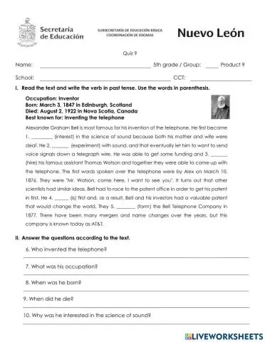 Quizz fifth grade product 9