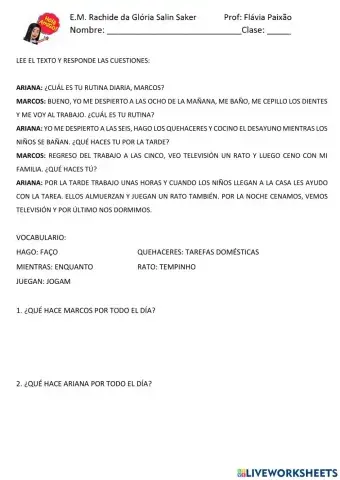 Verbos reflexivos terminados em -ar