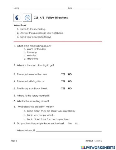 Following Directions