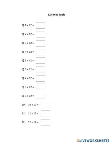 12 Times Table