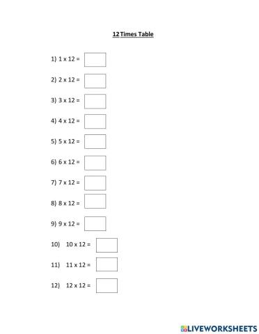 12 Times Table