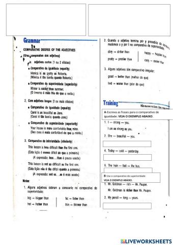 Camparative degree of the adjectives