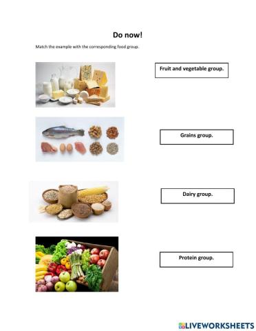 Do now - food groups