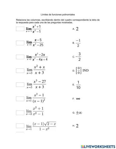 Cálculo de límites
