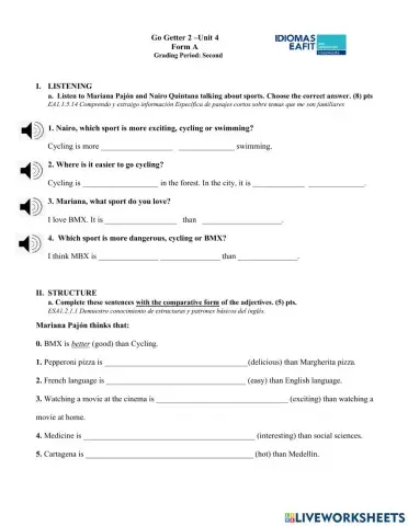 Go Getter 2 Bimestral Unit 4