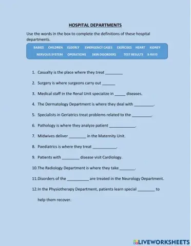 Hospital departments