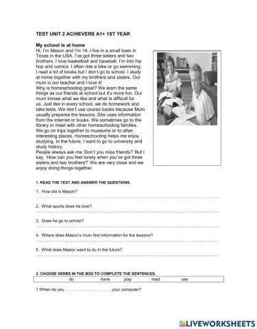 Test unit2 Achievers A1+