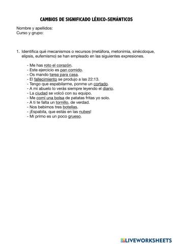 Cambios de significado léxico-semántico