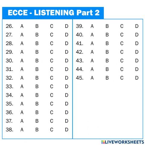 ECCE PT 3 - Listening Part 2 