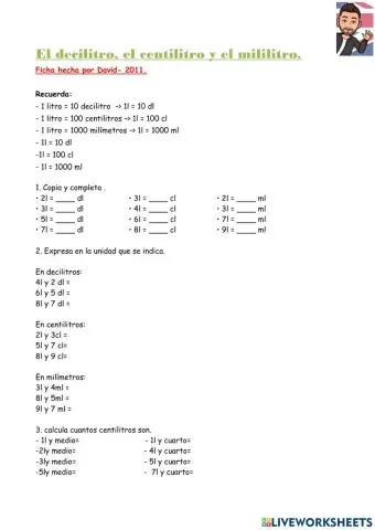 El decilitro , centilitro y mililitro.