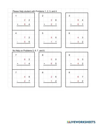 Addition and Subtraction No Regroup May 4