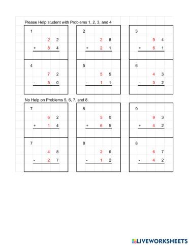 Addition and Subtraction No Regroup May 4