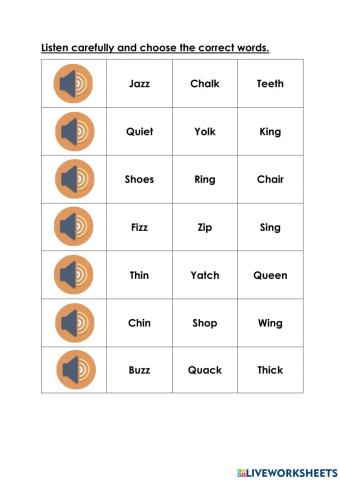 Y,z,zz,qu,ch,sh,th and ng phonics