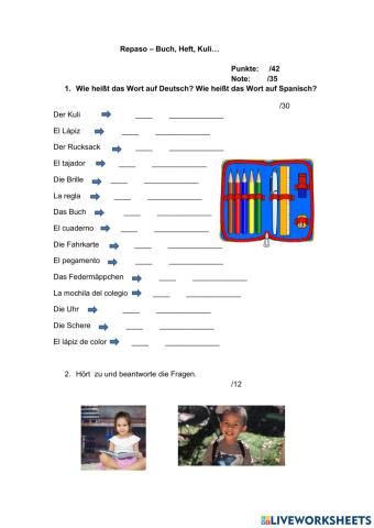 Repaso - Buch, Heft, kuli...