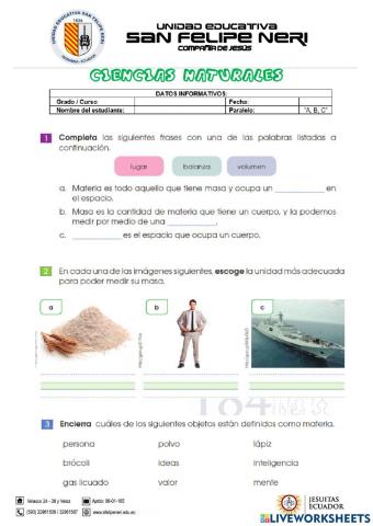 Propiedades generales de la materia