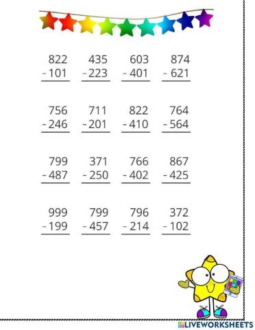 Sustracciones sin reagrupación