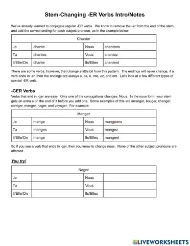 Stem-Changing -ER Verbs