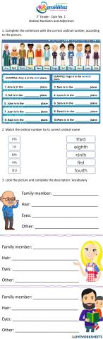 2° Quiz No.1 - Second Term - Ordinal Numbers, Describing adjectives