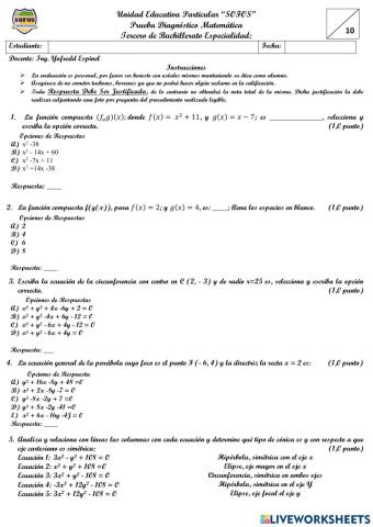 Prueba diagnóstico matemática 3bgu