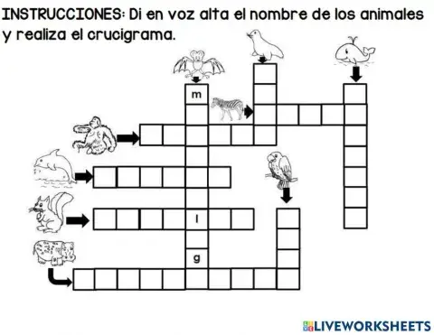 Crucigrama de animales