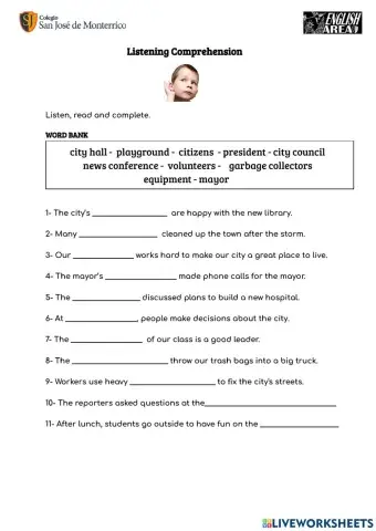 Listening 2  Vocabulary about cities