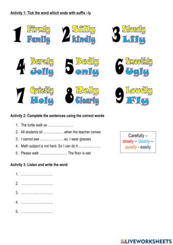 Suffix -ly