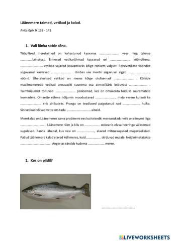 Läänemere taimed, vetikad ja kalad