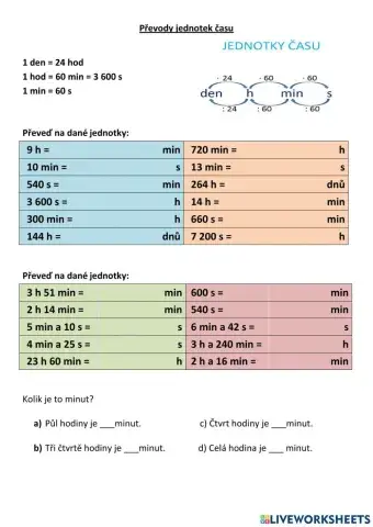 Převody jednotek času